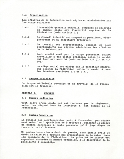 Constitution de la F&eacute;d&eacute;ration des &eacute;l&egrave;ves du secondaire franco-ontarien 
