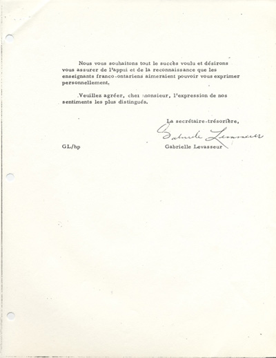 Lettre de Gabrielle Levasseur