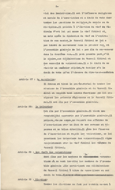 Copie de la constitution de L'Association des confr&egrave;res-artistes du Caveau (1947)