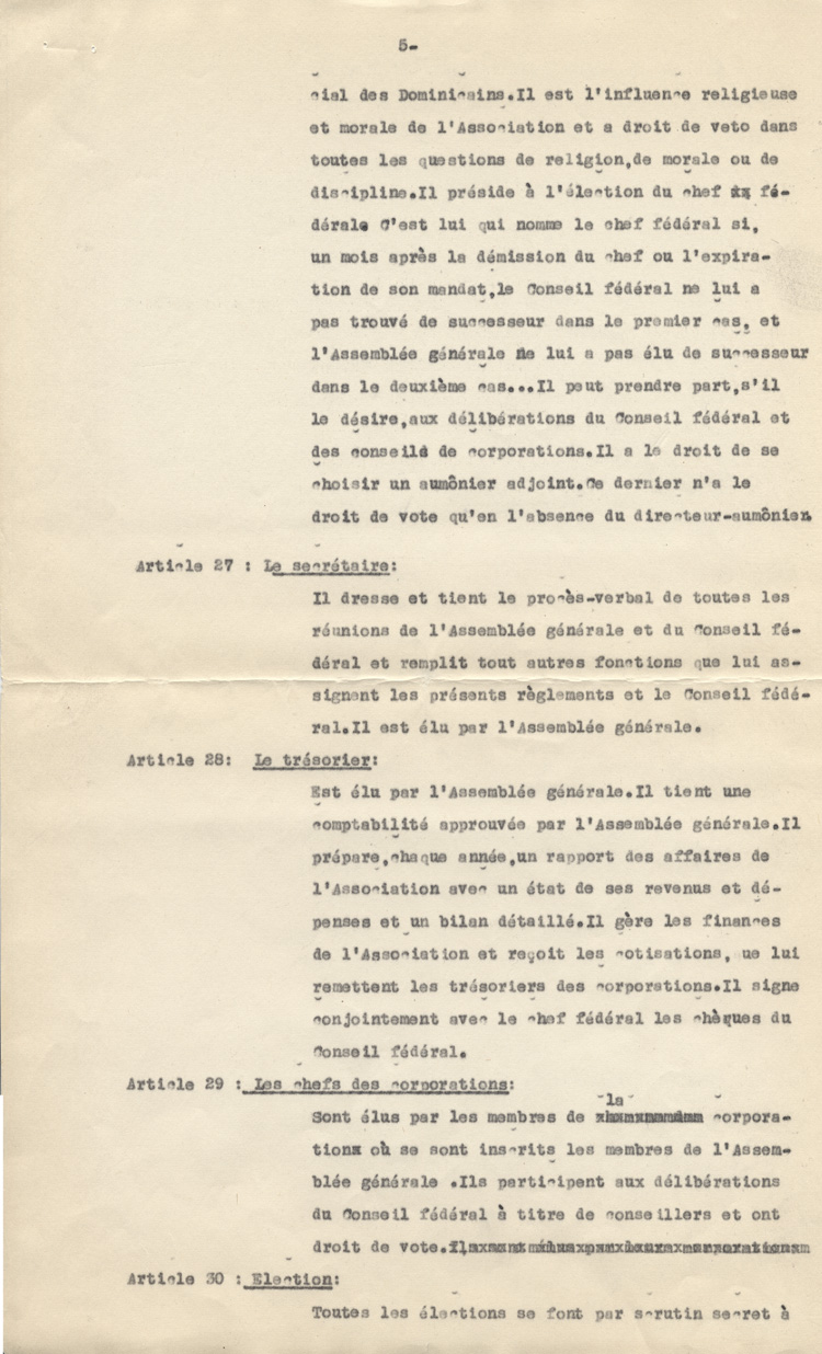 Copie de la constitution de L'Association des confr&egrave;res-artistes du Caveau (1947)