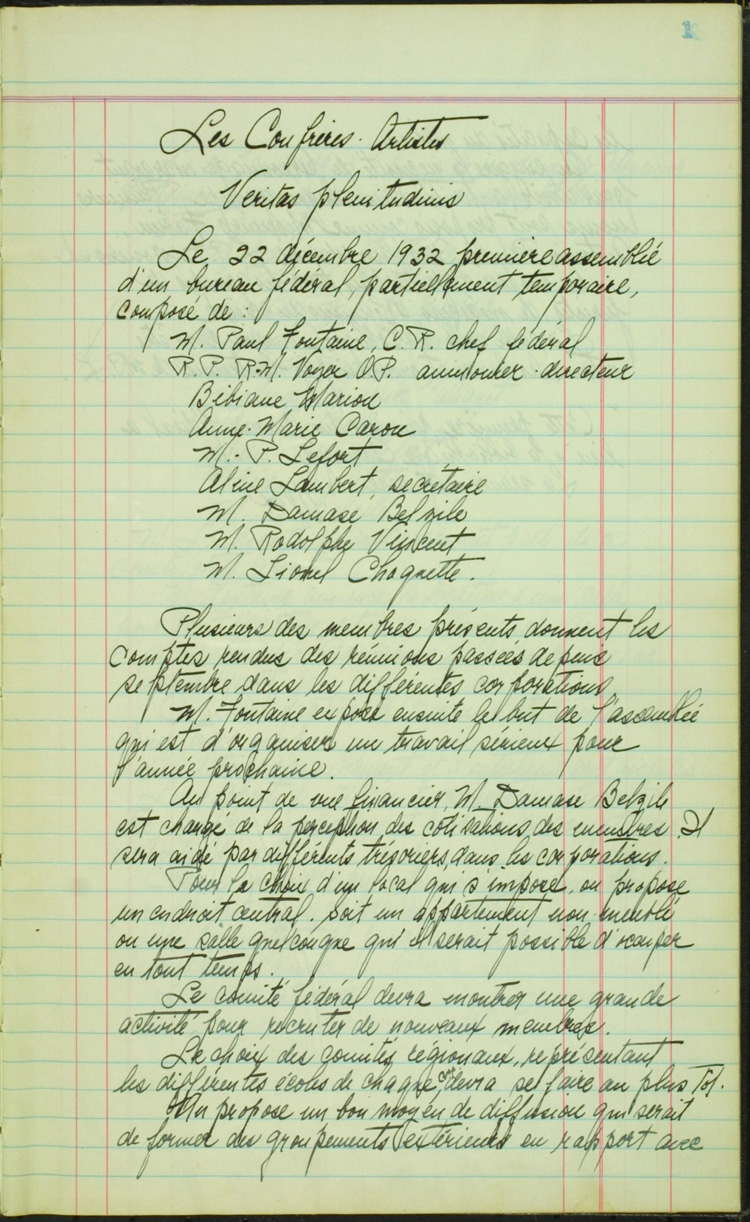 Proc&egrave;s-verbal de la premi&egrave;re r&eacute;union du Bureau f&eacute;d&eacute;ra (1932)
