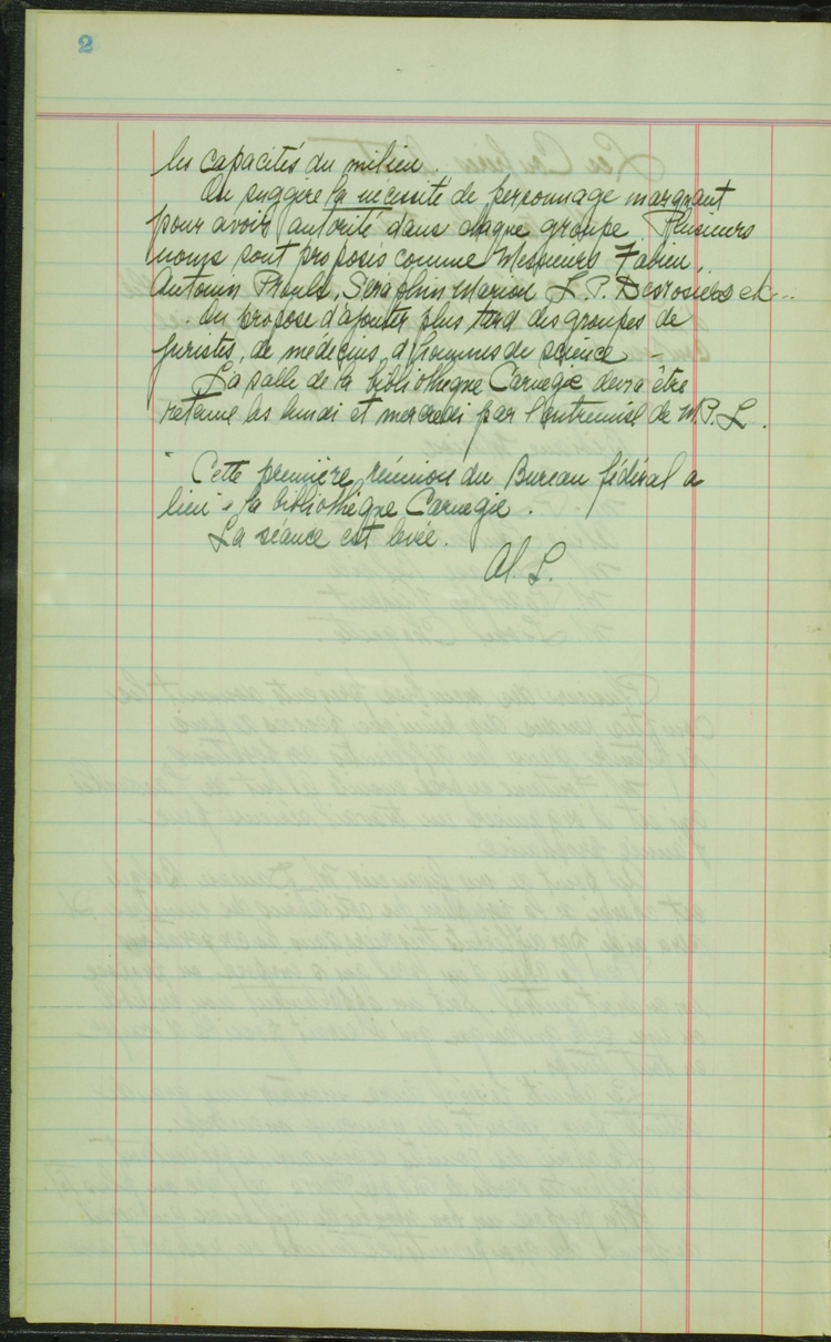 Proc&egrave;s-verbal de la premi&egrave;re r&eacute;union du Bureau f&eacute;d&eacute;ra (1932)