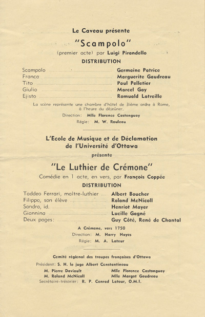 Programme du Concours r&eacute;gional des troupes fran&ccedil;aises d'Ottawa (1938)