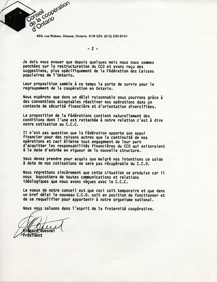 Lettre de Richard Quesnel
