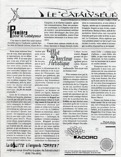 Premier num&eacute;ro du bulletin de liaison Le Catalyseur  (1995)