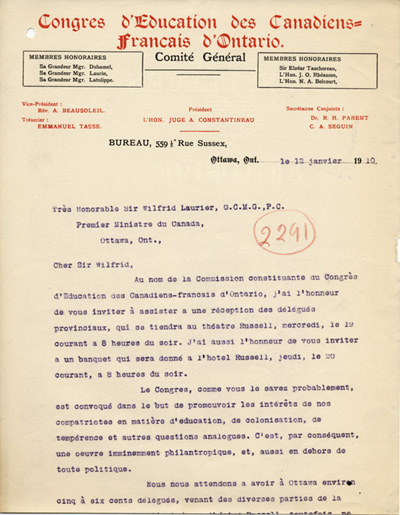 Lettre d'invitation au banquet