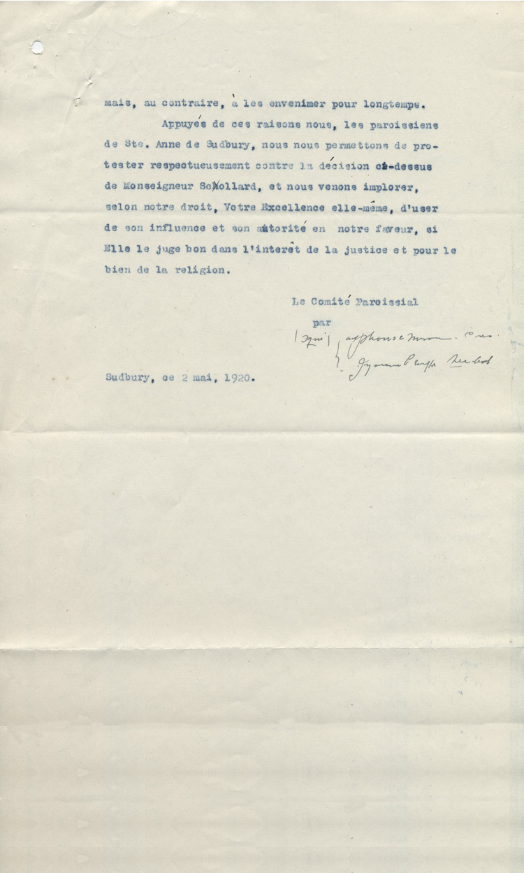 Copie de la lettre envoy&eacute;e &agrave; Mgr Pietro Di Maria