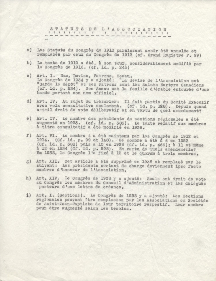 Extrait du rapport du comit&eacute; charg&eacute; de la r&eacute;vision des statuts