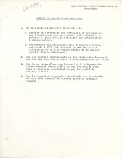 Mandat du Comit&eacute; constitutionnel