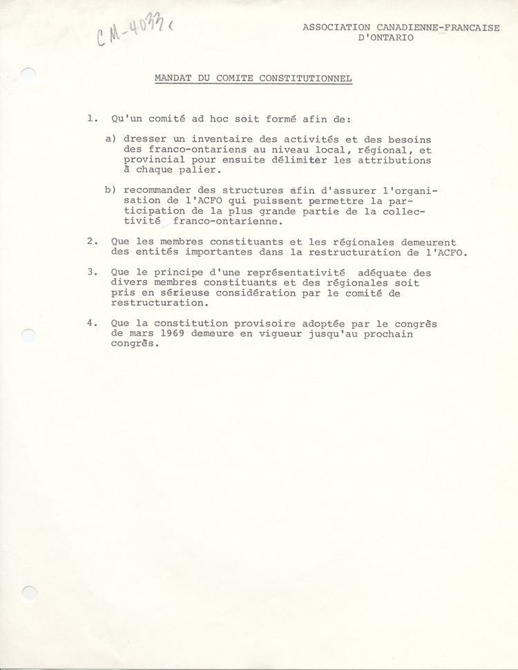 Mandat du Comit&eacute; constitutionnel