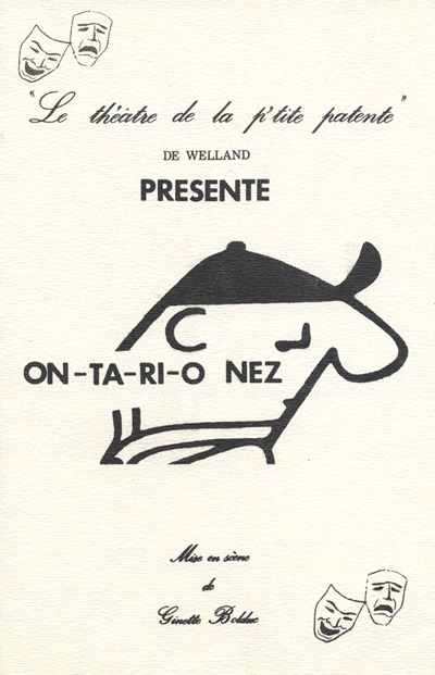 Programme de la pi&egrave;ce ON-TA-RI-O NEZ (1973)