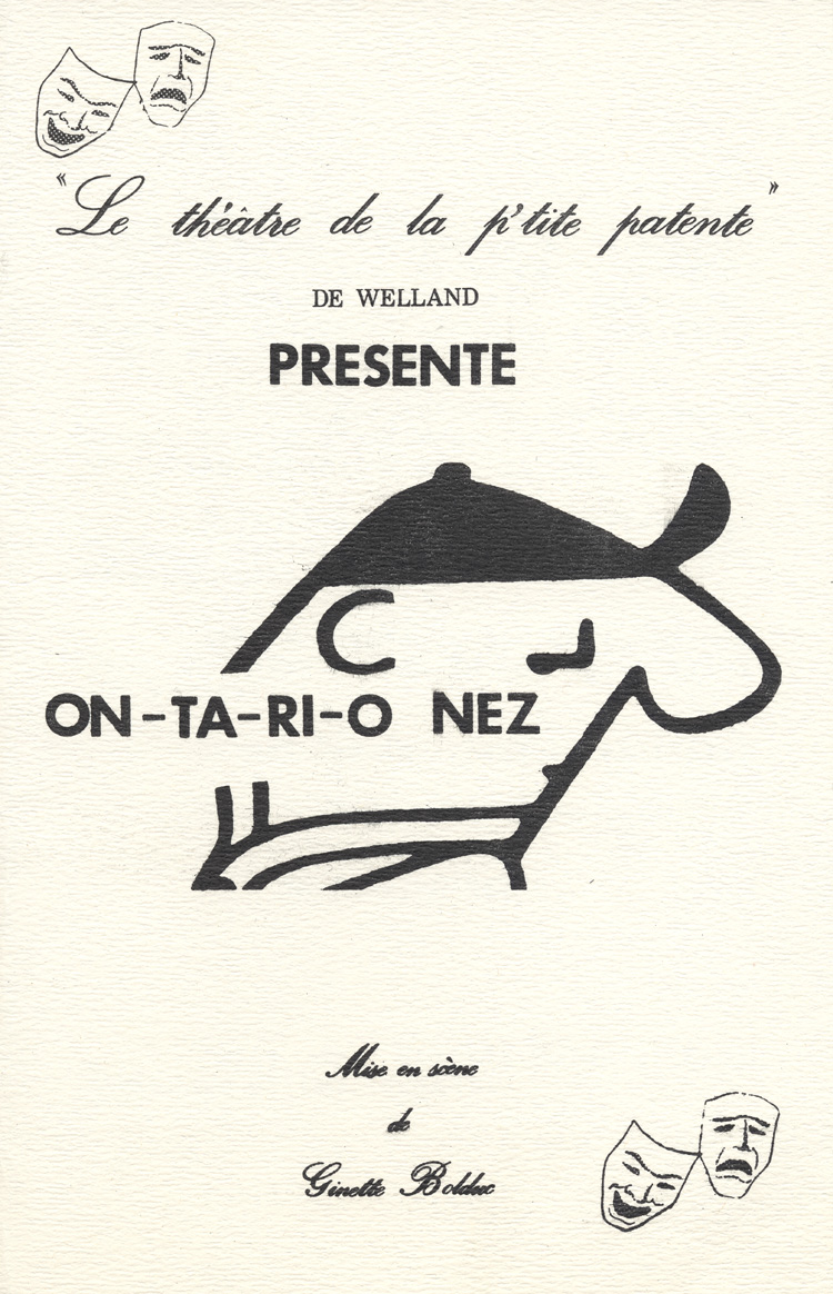 Programme de la pi&egrave;ce ON-TA-RI-O NEZ (1973)