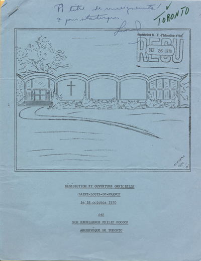 Brochure sur la b&eacute;n&eacute;diction et l'ouverture officielle de l'&eacute;glise