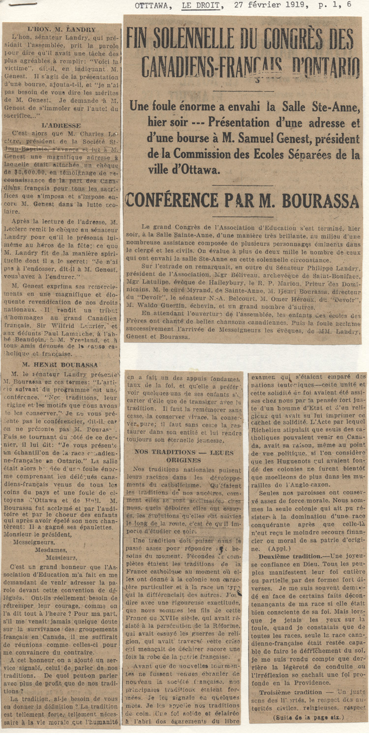 Conf&eacute;rence de Henri Bourassa au congr&egrave;s g&eacute;n&eacute;ral de l'ACFEO