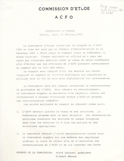 Points saillants de la conf&eacute;rence de presse de la Commission d'&eacute;tude