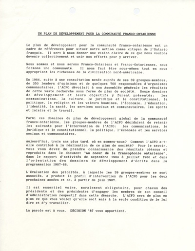 plan de d&eacute;veloppement (1987)