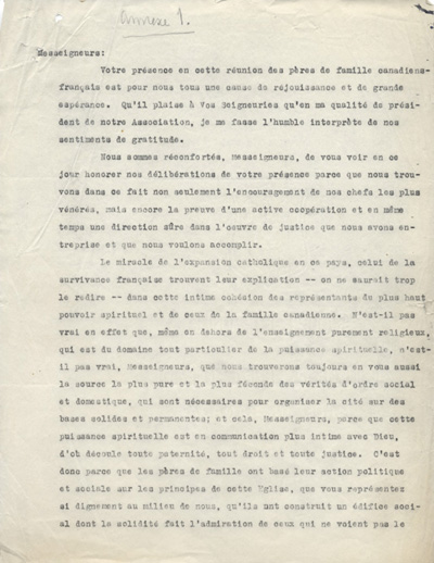 Allocution du S&eacute;nateur Napol&eacute;on-Antoine Belcourt