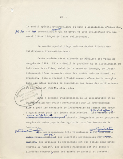 Rapport du Comit&eacute; ex&eacute;cutif au 8e congr&egrave;s g&eacute;n&eacute;ral de l'ACFEO (1934)