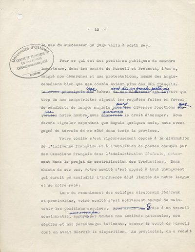Rapport du Comit&eacute; ex&eacute;cutif au 8e congr&egrave;s g&eacute;n&eacute;ral de l'ACFEO (1934)