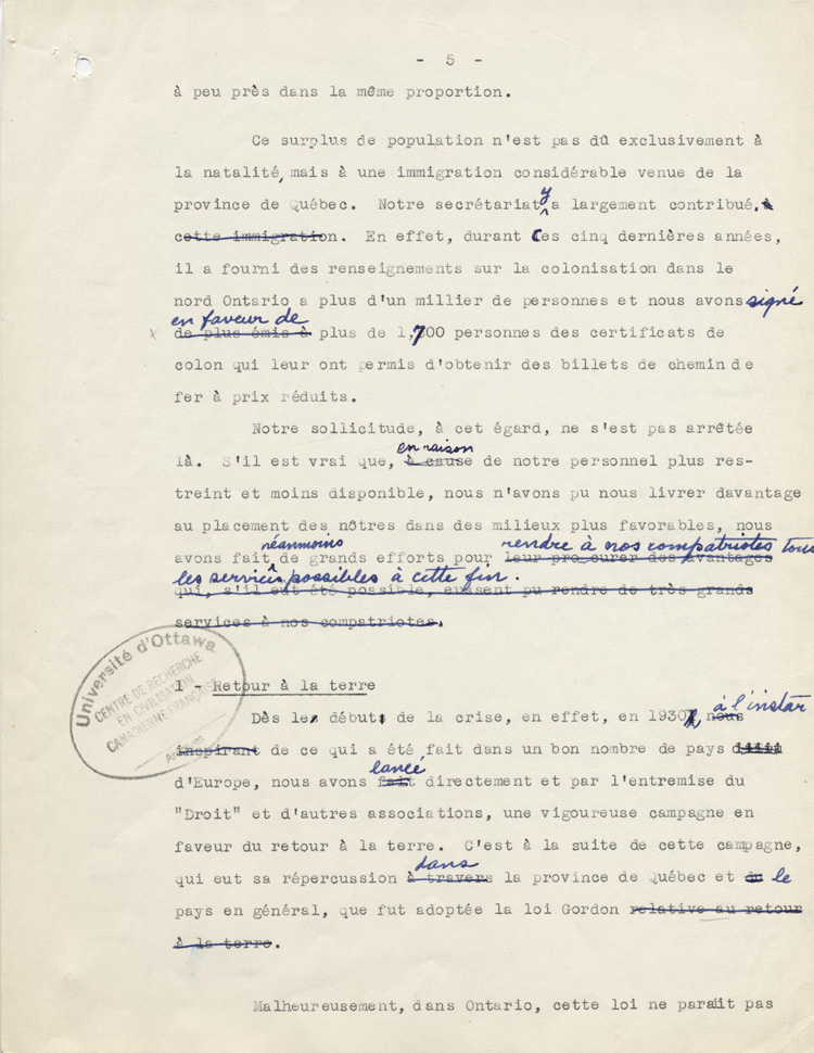 Rapport du Comit&eacute; ex&eacute;cutif au 8e congr&egrave;s g&eacute;n&eacute;ral de l'ACFEO (1934)