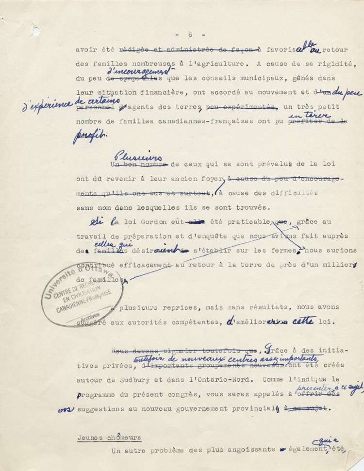 Rapport du Comit&eacute; ex&eacute;cutif au 8e congr&egrave;s g&eacute;n&eacute;ral de l'ACFEO (1934)