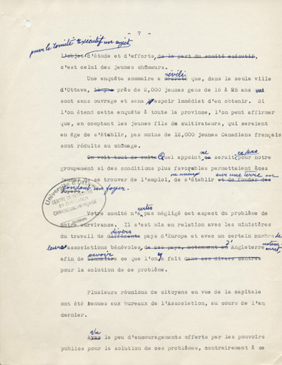 Rapport du Comit&eacute; ex&eacute;cutif au 8e congr&egrave;s g&eacute;n&eacute;ral de l'ACFEO (1934)