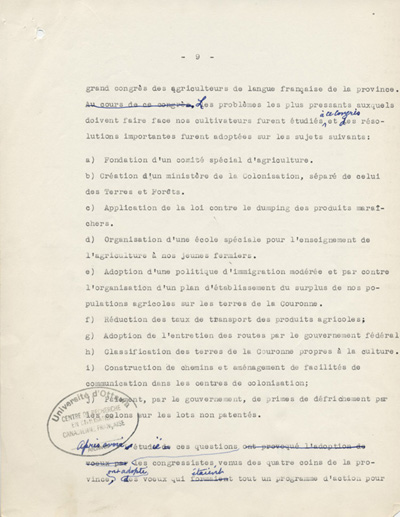 Rapport du Comit&eacute; ex&eacute;cutif au 8e congr&egrave;s g&eacute;n&eacute;ral de l'ACFEO (1934)
