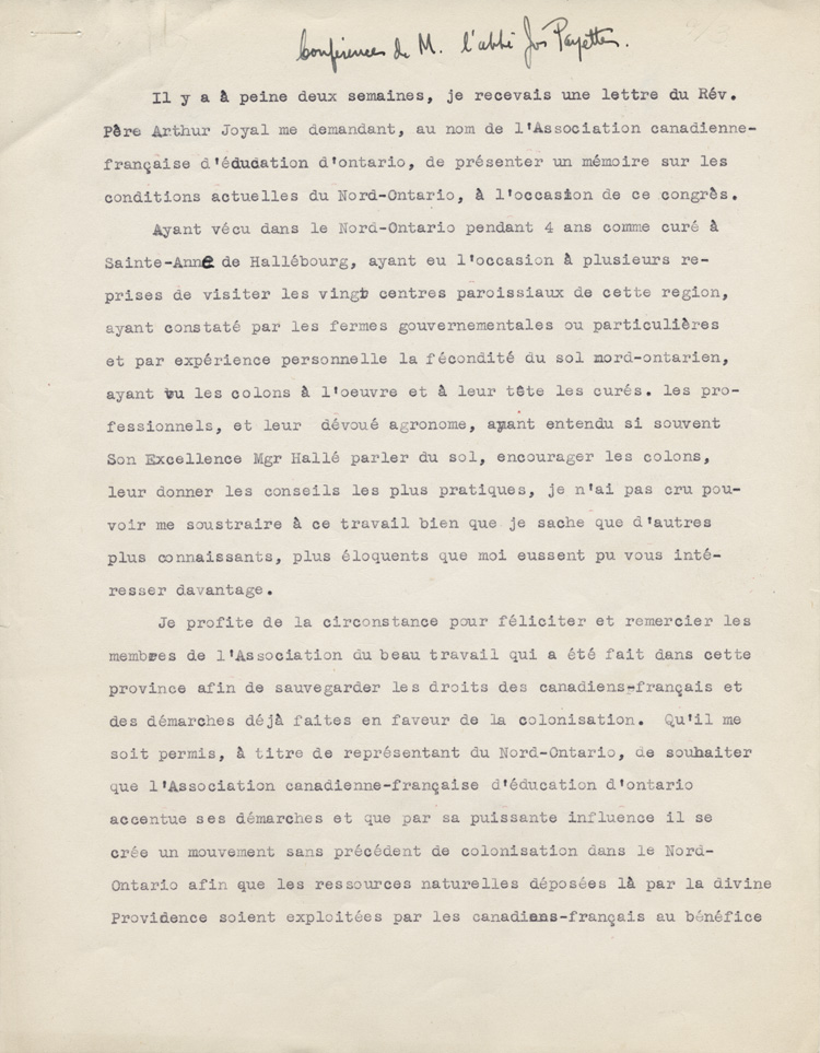 Conf&eacute;rence de Joseph Paquette (1938)