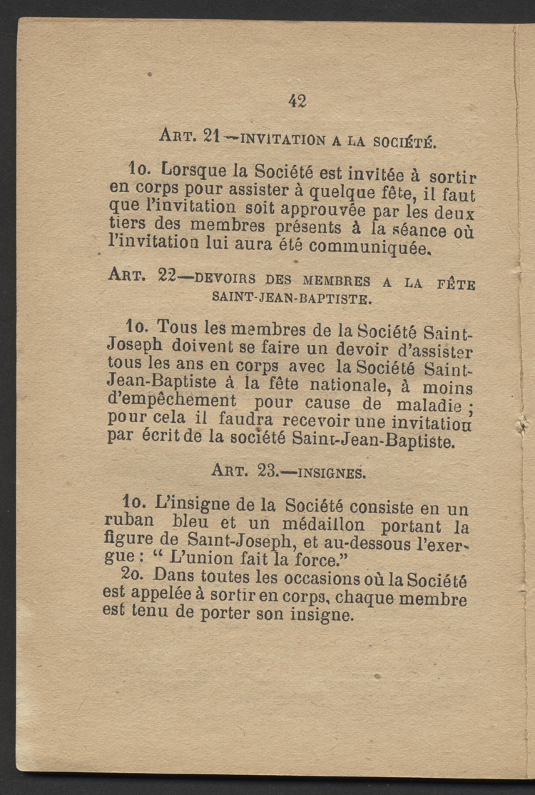 Articles 22 et 23 des R&egrave;glements