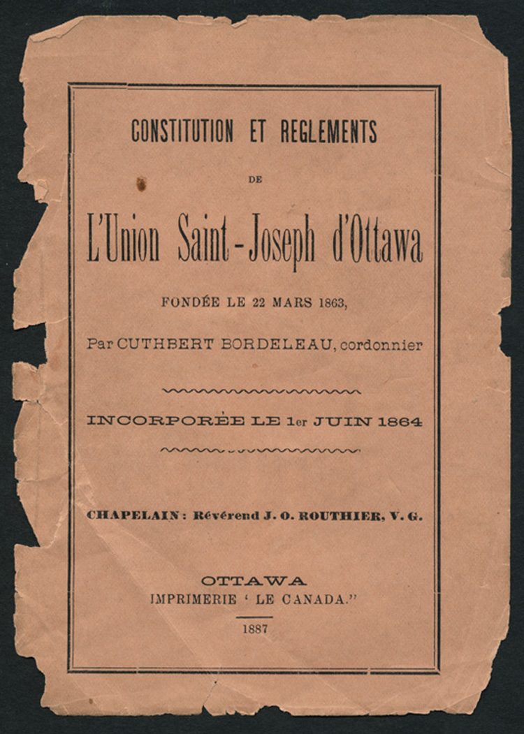 Extrait de la Constitution de l'Union Saint-Joseph d'Ottawa