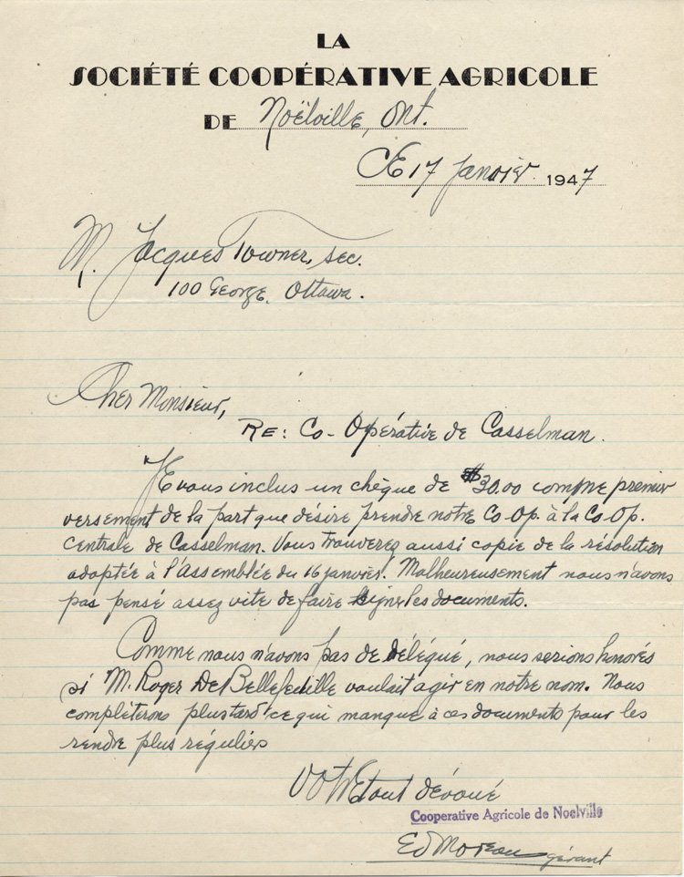 Lettre de Edgard Moreau