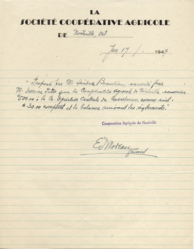 R&eacute;solution de la Soci&eacute;t&eacute; coop&eacute;rative agricole