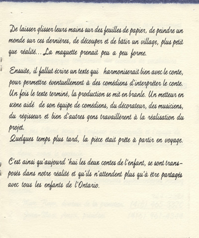 Programme de la pi&egrave;ce Les Deux Roches du village rouge (1979)