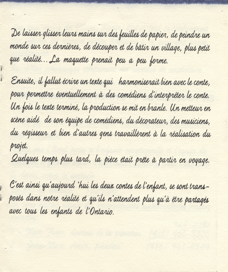 Programme de la pi&egrave;ce Les Deux Roches du village rouge (1979)