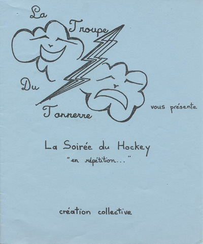 Programme de la pi&egrave;ce La Soir&eacute;e du hockey...&nbsp;en r&eacute;p&eacute;tition (1980)