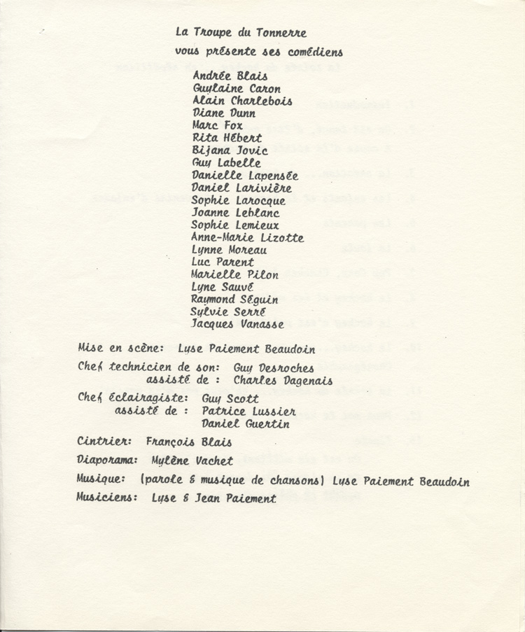 Programme de la pi&egrave;ce La Soir&eacute;e du hockey...&nbsp;en r&eacute;p&eacute;tition (1980)