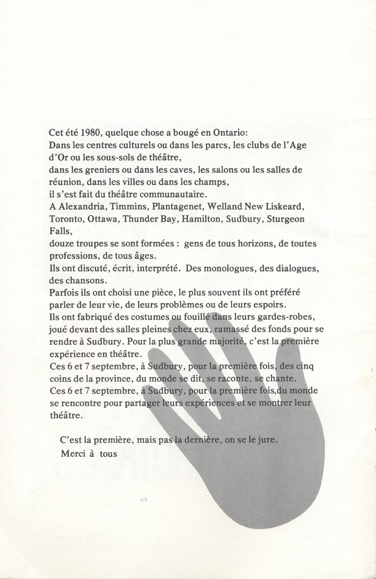 Programme de l'&eacute;v&eacute;nement 12 spectacles communautaires