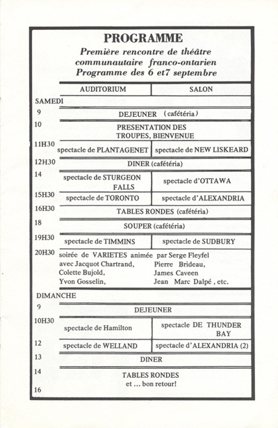 Programme de l'&eacute;v&eacute;nement 12 spectacles communautaires