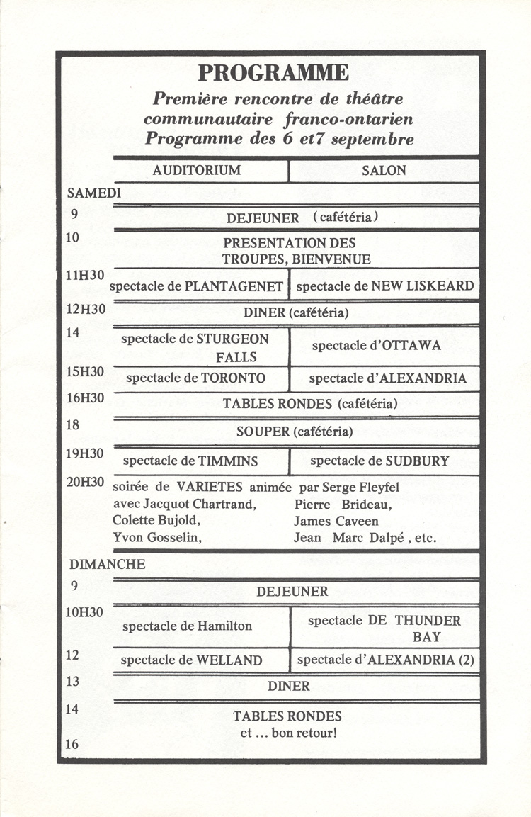 Programme de l'&eacute;v&eacute;nement 12 spectacles communautaires