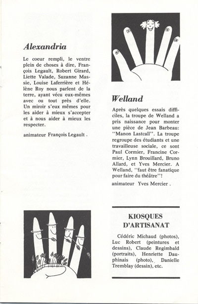 Programme de l'&eacute;v&eacute;nement 12 spectacles communautaires