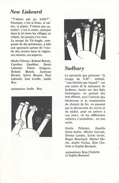 Programme de l'&eacute;v&eacute;nement 12 spectacles communautaires