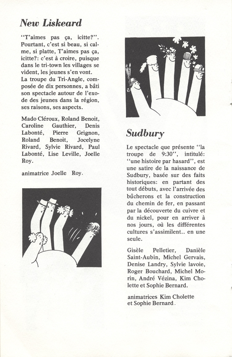 Programme de l'&eacute;v&eacute;nement 12 spectacles communautaires