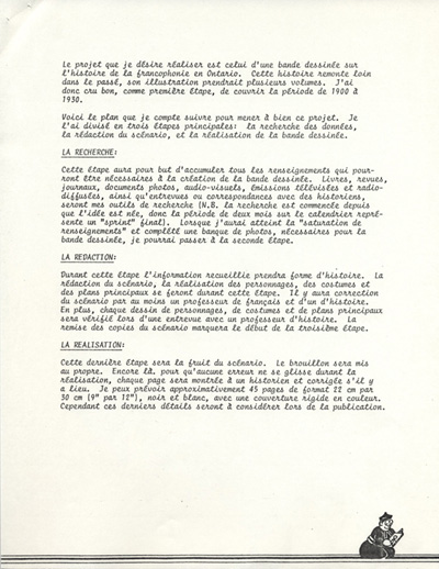 L'histoire de la francophonie en Ontario. Pr&eacute;sentation d'un projet de bandes dessin&eacute;es