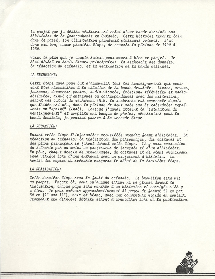 L'histoire de la francophonie en Ontario. Pr&eacute;sentation d'un projet de bandes dessin&eacute;es