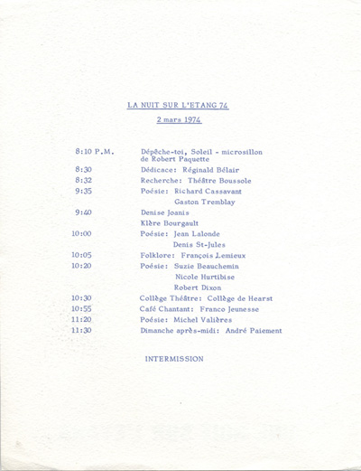 rogramme de &laquo; La Nuit sur l'&eacute;tang 74&nbsp;&raquo;