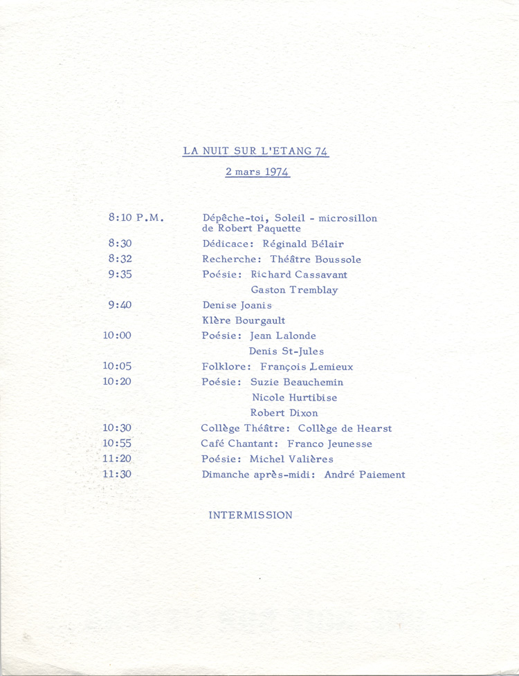 rogramme de &laquo; La Nuit sur l'&eacute;tang 74&nbsp;&raquo;