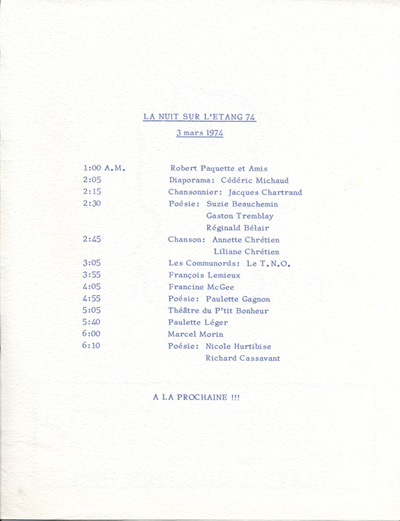 rogramme de &laquo; La Nuit sur l'&eacute;tang 74&nbsp;&raquo;