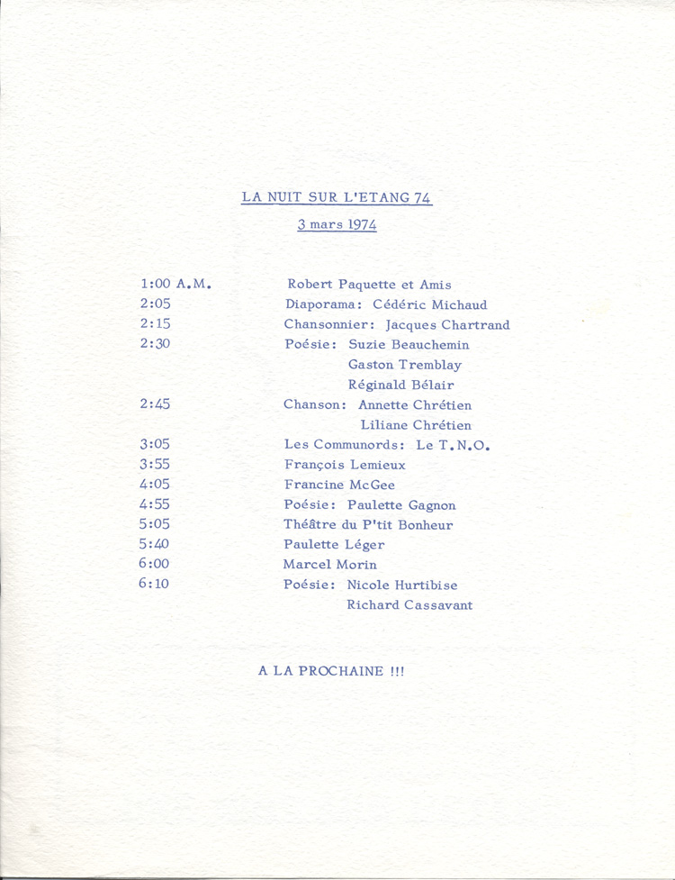 rogramme de &laquo; La Nuit sur l'&eacute;tang 74&nbsp;&raquo;