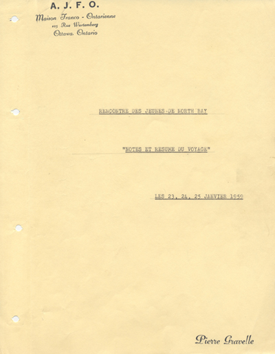 rencontre des 23, 24 et 25 janvier 1959 pour la pr&eacute;paration du grand rassemblement des jeunes du Nord