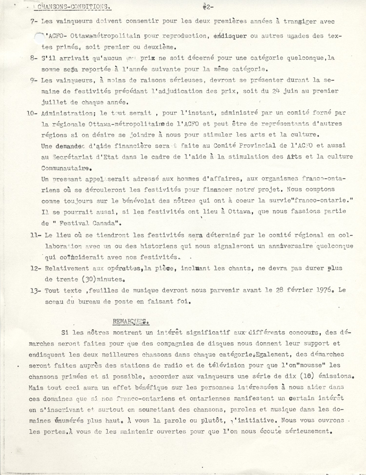 R&egrave;glements du concours de musique de la Semaine fran&ccedil;aise (1975)